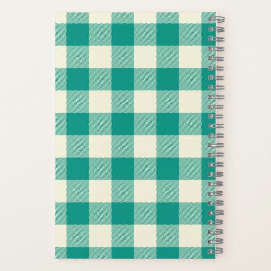 Carnet Simple Turquoise Buffalo Check Nom du monogramme (Verso)