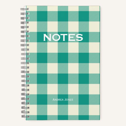 Carnet Simple Turquoise Buffalo Check Nom du monogramme (Recto)