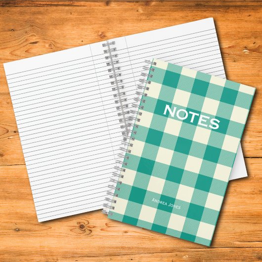 Carnet Simple Turquoise Buffalo Check Nom du monogramme