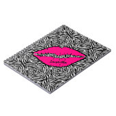 Carnet Simple Zèbre avec lèvres roses Personnalisé (Côté gauche)