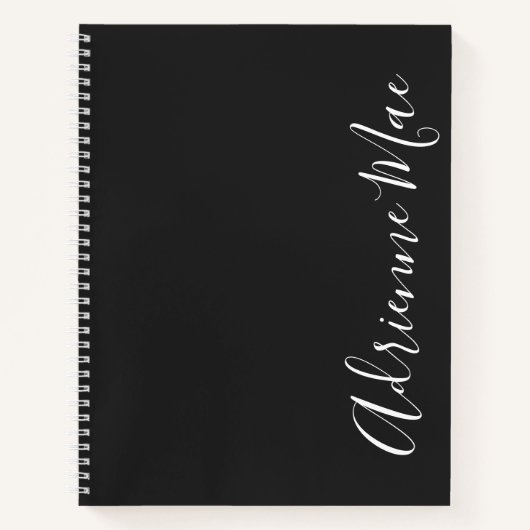 Carnet Simplement élégant Charbon & Blanc Personnalisé (Devant)