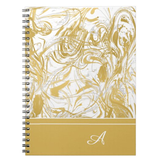 Carnet Simplement Marbre Monogramme Or Marbre Blanc    (Devant)