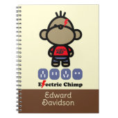 Carnet Singe Électrique de Dessin Animé Ludique Nom Perso (Devant)