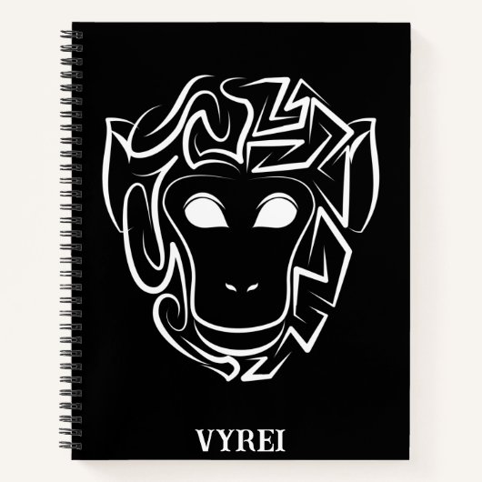 Carnet Singe tribal noir et blanc (Devant)