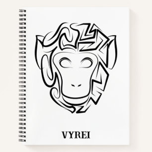 Carnet Singe tribal noir et blanc