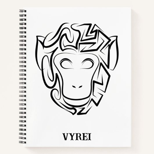 Carnet Singe tribal noir et blanc (Devant)