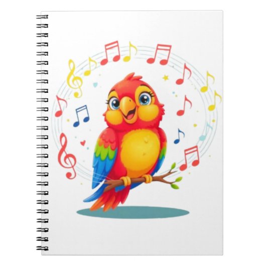 Carnet **Singing Parrot – Cute Parrot Singing Illustratio (Devant)