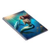 Carnet Sirène Angélique Nageant Avec Dauphins, (Côté Droit)