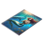Carnet Sirène Angélique Nageant Avec Dauphins, (Côté gauche)