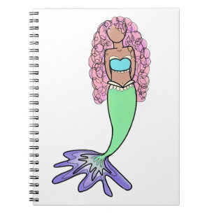Carnet sirène arc-en-ciel rose bleu violet vert noir bouc