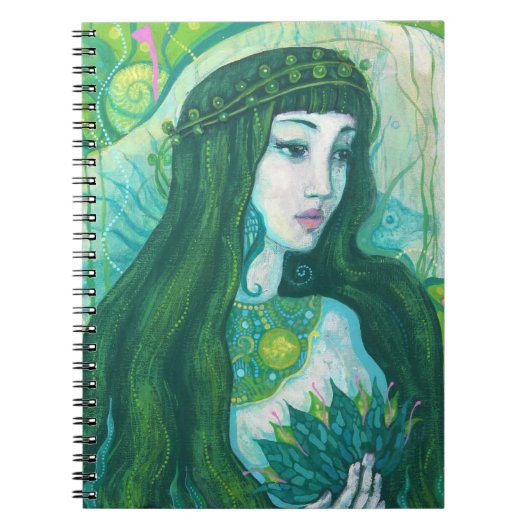 Carnet Sirène aux cheveux verts Fantaisie sous-marine Art (Devant)