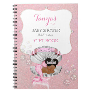 Carnet Sirène bébé afro-américain coquillage rose perles