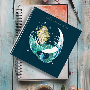 Carnet Sirène Blonde Lune Croissante Art Déco Fantastique