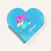 Carnet Sirène Brillante Avec Lunettes Lecture Nom (Devant)