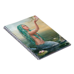 Carnet sirène d'une chevelure verte