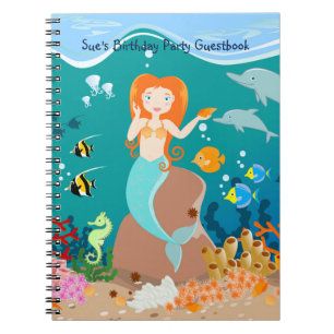 Carnet Sirène et dauphins sous la mer fête d'anniversaire