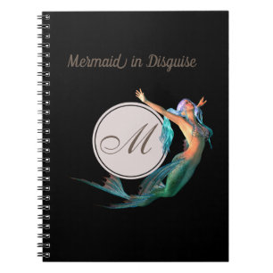 Carnet Sirène Été Noir Monogramme Moderne Chic