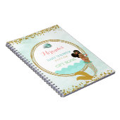 Carnet Sirène Fille Afro-Américaine Pêche Menthe Or (Côté Droit)