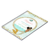 Carnet Sirène Fille Afro-Américaine Pêche Menthe Or (Côté gauche)