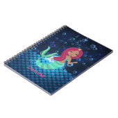 Carnet Sirène mousseuse en vert et bleu dans l'océan clai (Côté gauche)