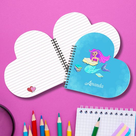 Carnet Sirène Pailletée Avec Lunettes Nom Lisant