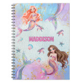 Carnet Sirènes Paillettes Rose Violet Ajouter Nom (Devant)