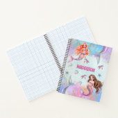 Carnet Sirènes Paillettes Rose Violet Ajouter Nom (Intérieur)