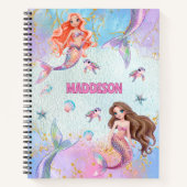 Carnet Sirènes Paillettes Rose Violet Ajouter Nom (Devant)
