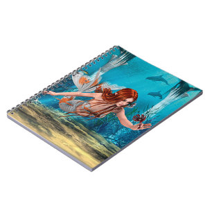 Carnet Sirenette aux Cheveux Rouges Art Fantastique Sous-