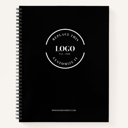 Carnet Site Web de logo personnalisé simple et grand noir (Devant)