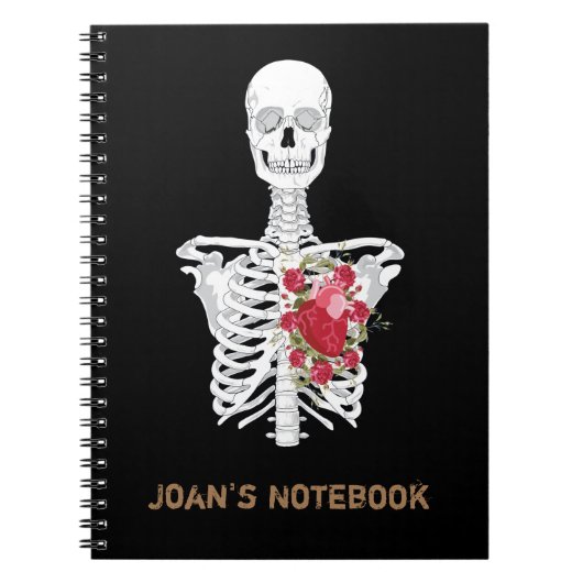 Carnet Skeleton Coeur de fleurs (Devant)