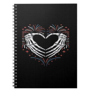 Carnet Skeleton Coeur main 4ème De L'Amérique Patriotique