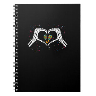 Carnet Skeleton Coeur main Maracas Cinco De Mayo Mexicain
