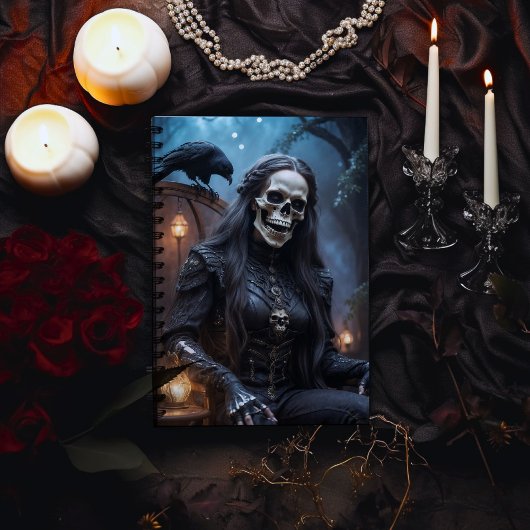 Carnet Skeleton Femme avec Corbeau