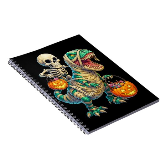 Carnet Skeleton Whimsical équitation maman T-Rex Hallowee (Côté Droit)