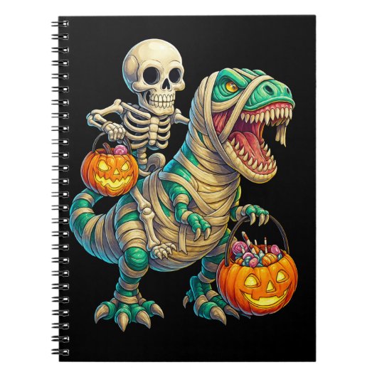 Carnet Skeleton Whimsical équitation maman T-Rex Hallowee (Devant)
