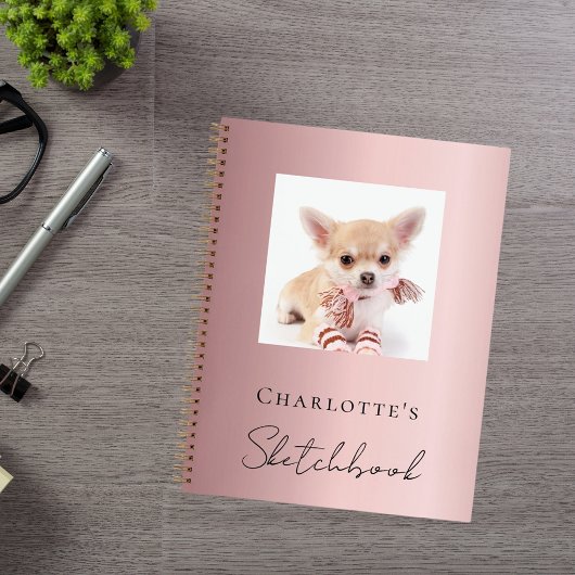 Carnet Sketbook chien animal photo rose