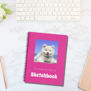 Carnet Sketbook chien animal photo script hot rose fille