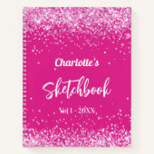 Carnet Sketbook fille confetti rose chaud (Devant)