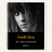 Carnet Sketbook photo noir blanc or (Devant)