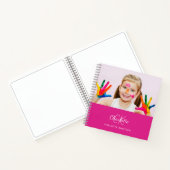 Carnet Sketbook photo rose chaud monogramme fille (Intérieur)