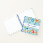 Carnet Sketchbook bleu bois aquarelle nom de script flora (Intérieur)