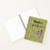 Carnet Sketchbook butterfly on green stripes add name (Intérieur)
