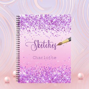 Carnet Sketchbook confetti rose violet nom peinture