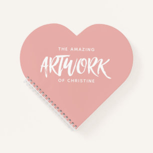 Carnet Sketchbook de coeur d'artiste rose personna