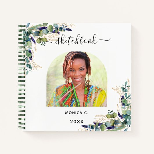 Carnet Sketchbook eucalyptus vert or photo (Devant)