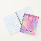 Carnet Sketchbook holographic pink drips girly  (Intérieur)