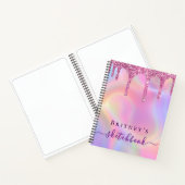 Carnet Sketchbook holographic pink drips girly (Intérieur)
