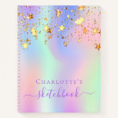 Carnet Sketchbook holographique licorne or arc-en-ciel ro (Devant)