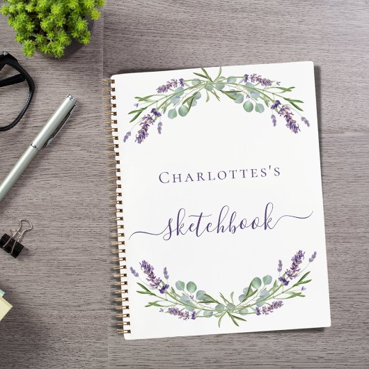 Carnet Sketchbook lavande verdure violet floraux